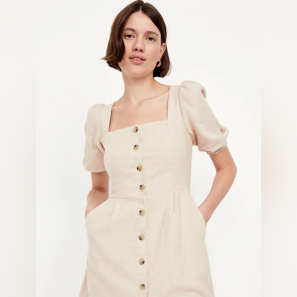 IOld navy Elegant Cream Puff Sleeve Dress XL